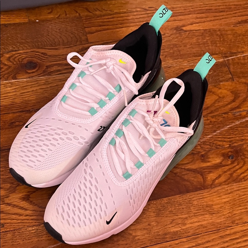 Nike Air Max 270 White with Teal and Black Accents